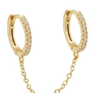 Adina Eden Chain Hoop Huggie Earring NEW
